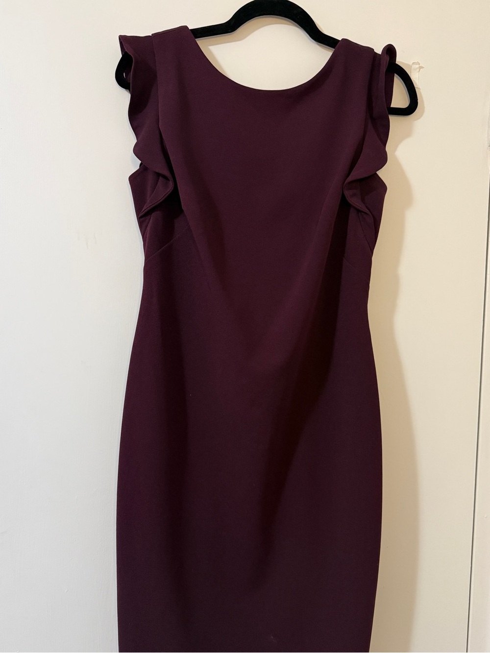 Women's Sleeveless Ruffle Sheath Dress - Deep Plum Calvin Klein